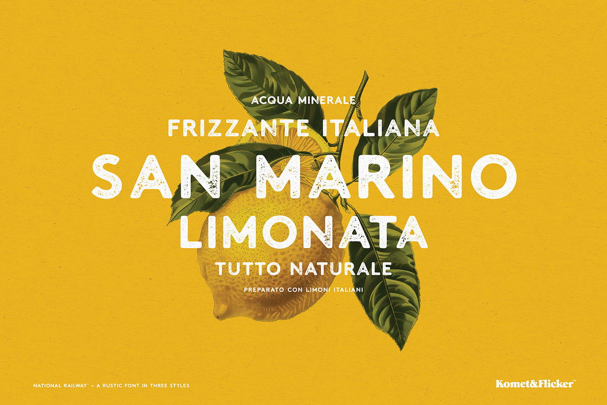 National Railway - A Rustic Font, a Sans Serif Font by Komet & Flicker (Photo 2 of 15)