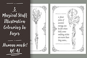 5 Fantasy Staff Colouring Pages NOAI, a Decorative Illustration by Forest Lily (Thumbnail 1 of 5)