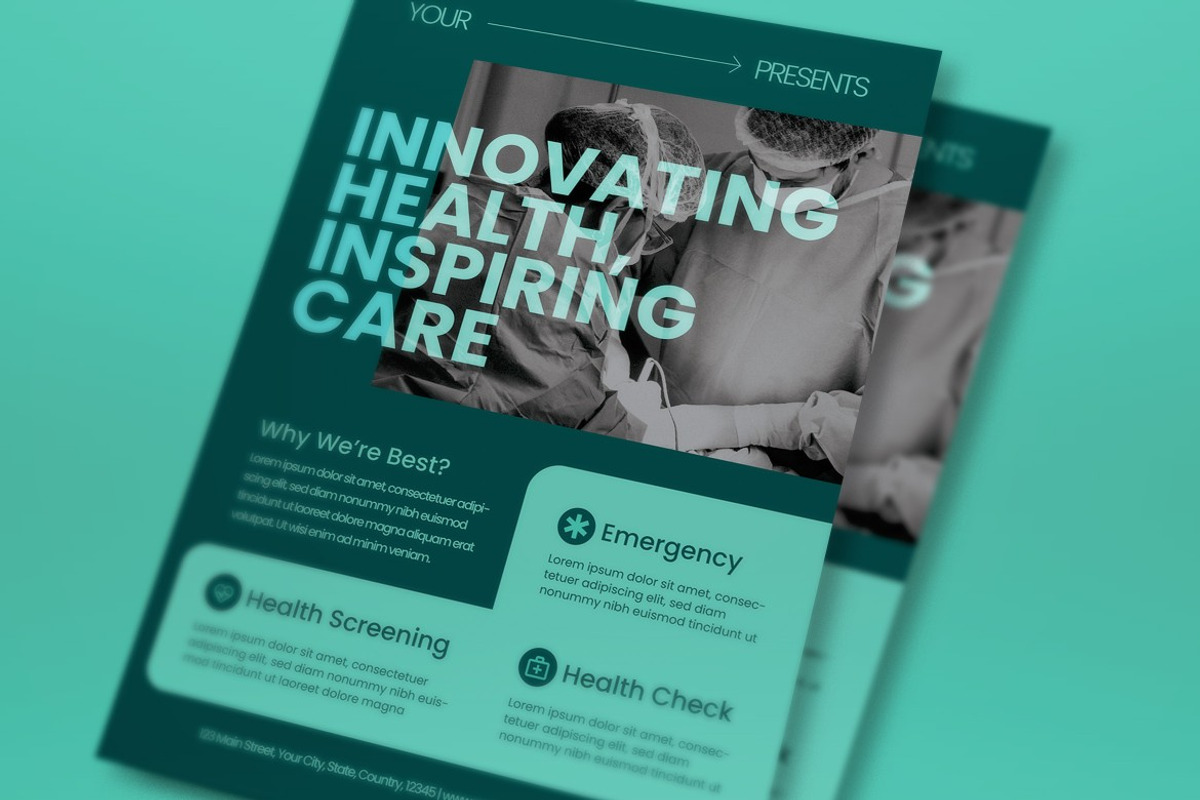 Green Utilitarian Hospital Flyer Set, a Flyer Template by graphicook (Photo 2 of 3)