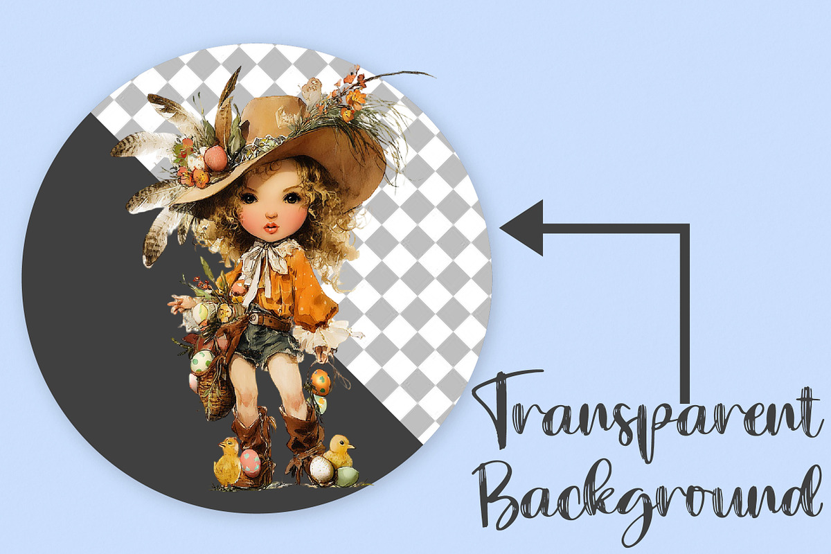Whimsical Easter Western Girl Clipar, an Illustration by Canvas Craft (Photo 2 of 7)