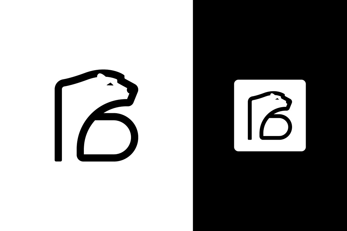 Letter B Bear modern minimal logo, a Branding & Logo Template by Your Choice Art