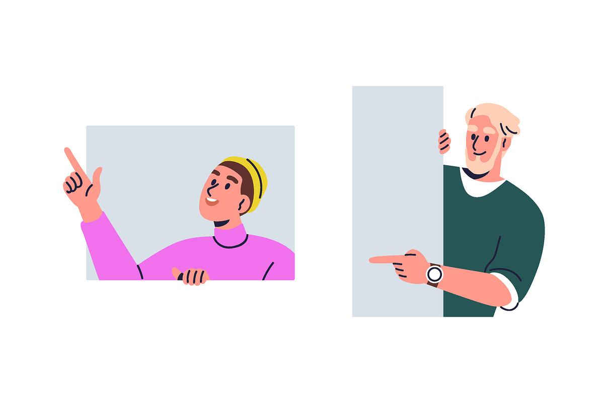 Curious people peeking, peeping set, a Person Illustration by Good Studio (Photo 4 of 6)