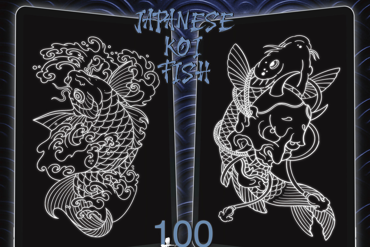 100 Japanese Koi Fish Tattoo Stencil, a Brush Add-On by ProcreateInk (Photo 6 of 7)