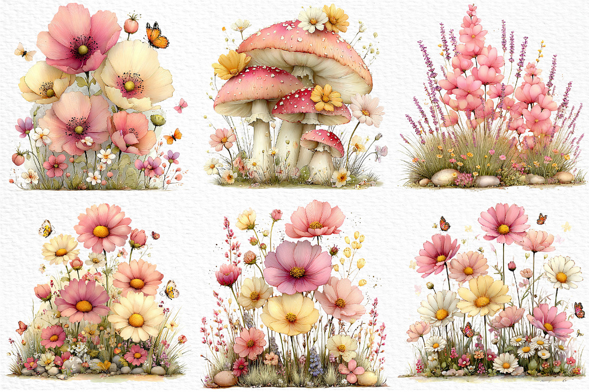 Whimsical Meadow Scenes Clipart, an Illustration by Craft Nest (Photo 4 of 12)