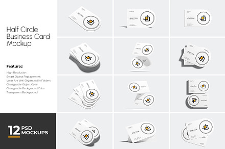 Half Circle Business Card Mockup
