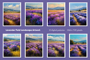 Lavender Field Landscape Artwork, a Decorative Illustration by Housui Patterns (Thumbnail 3 of 12)