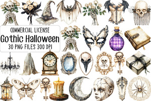 Ivory Gothic Halloween Clipart, an Illustration by CraftArtStudio