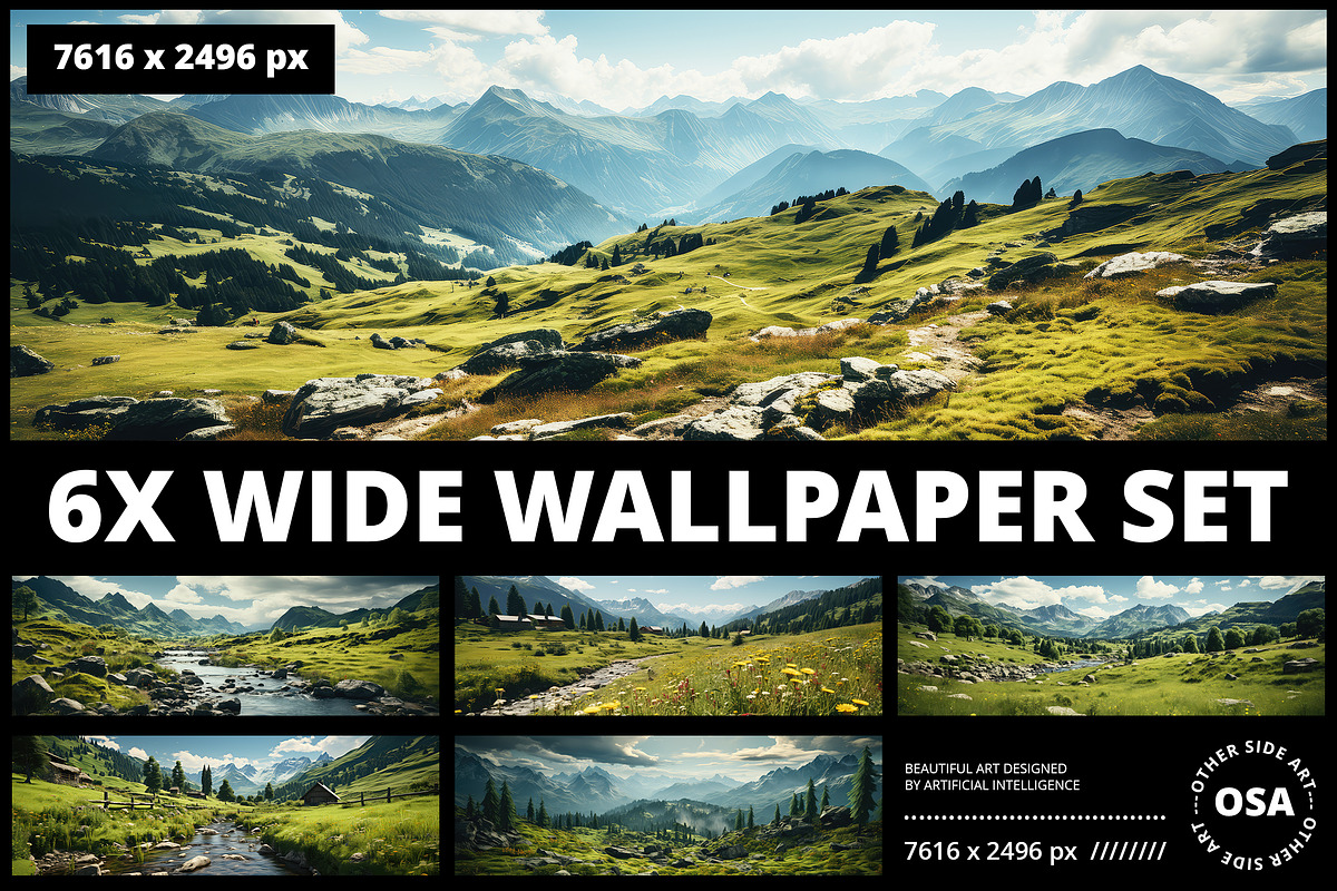 Alps Mountains Landscape, a Wallpaper Graphic by Other Side Art