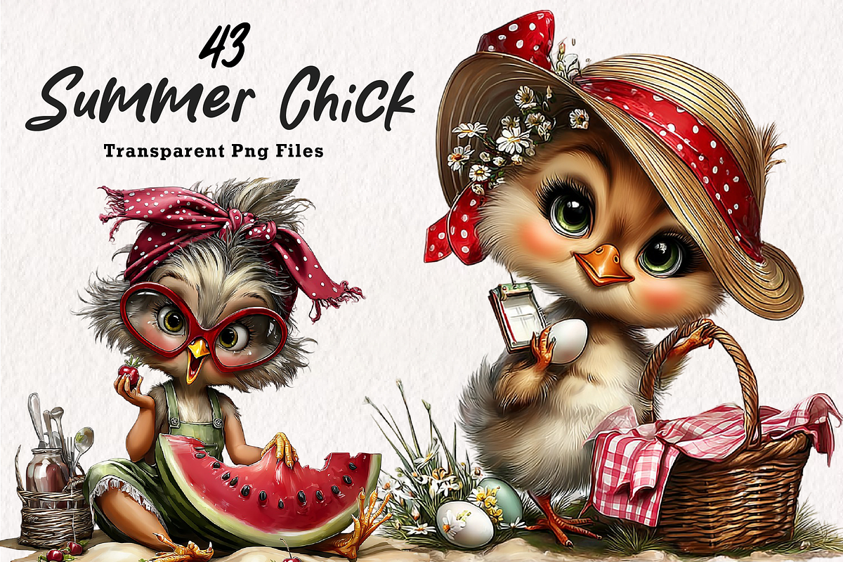 Funny Summer Chick Clipart, an Illustration by CreationArt (Photo 1 of 7)