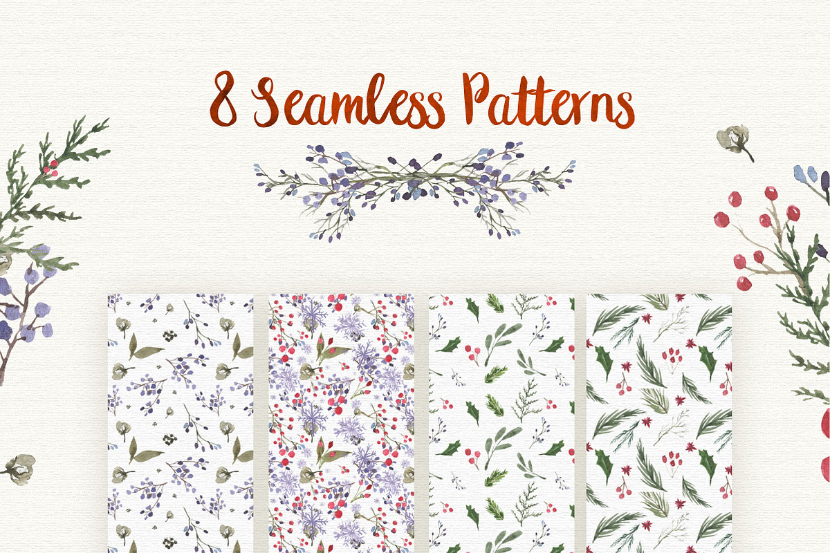 Christmas Watercolour Designs, a Texture Illustration by Wild Ones (Photo 6 of 8)