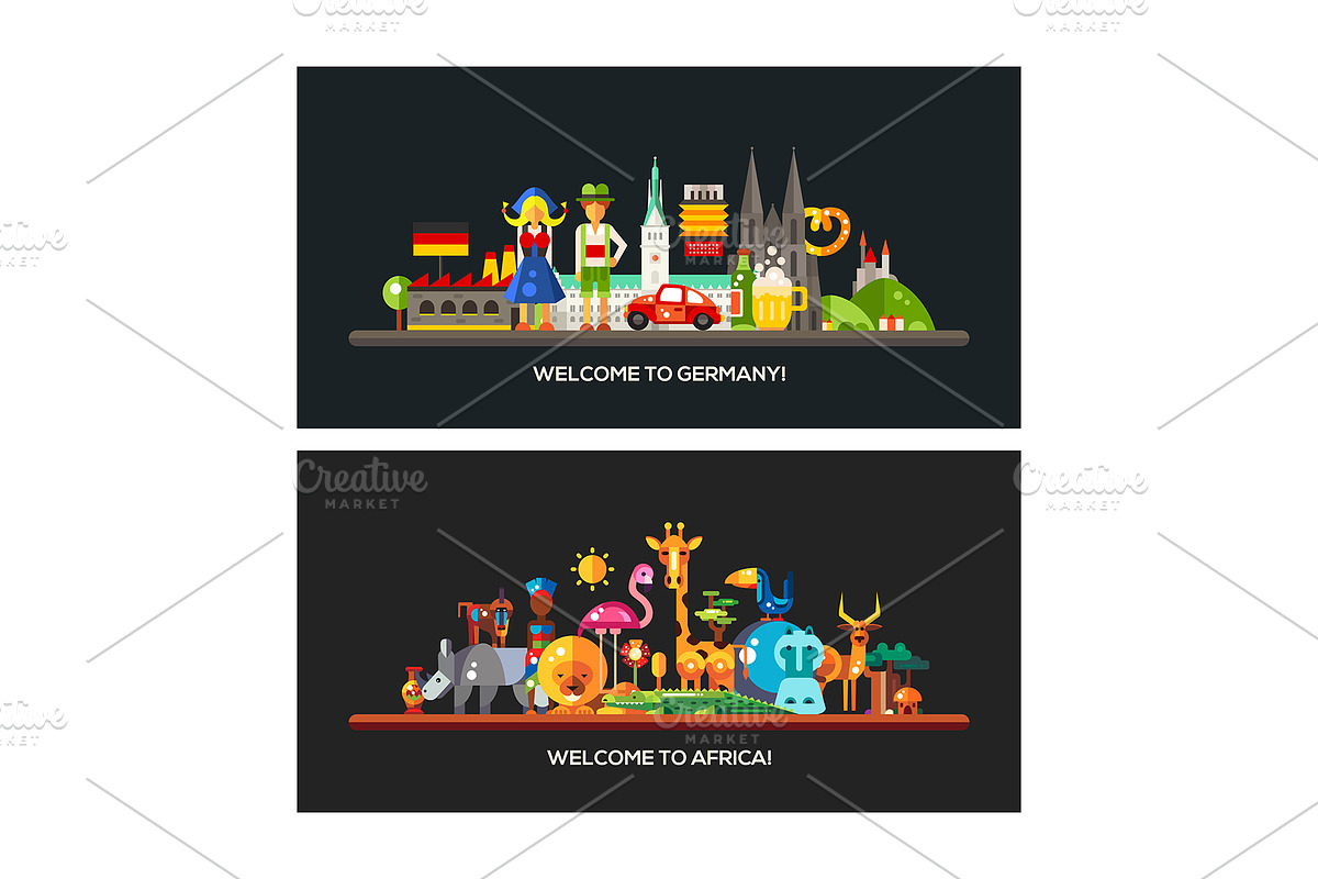 Countries Travel Banners Set, an Animal Illustration by Boyko Pictures (Photo 8 of 12)