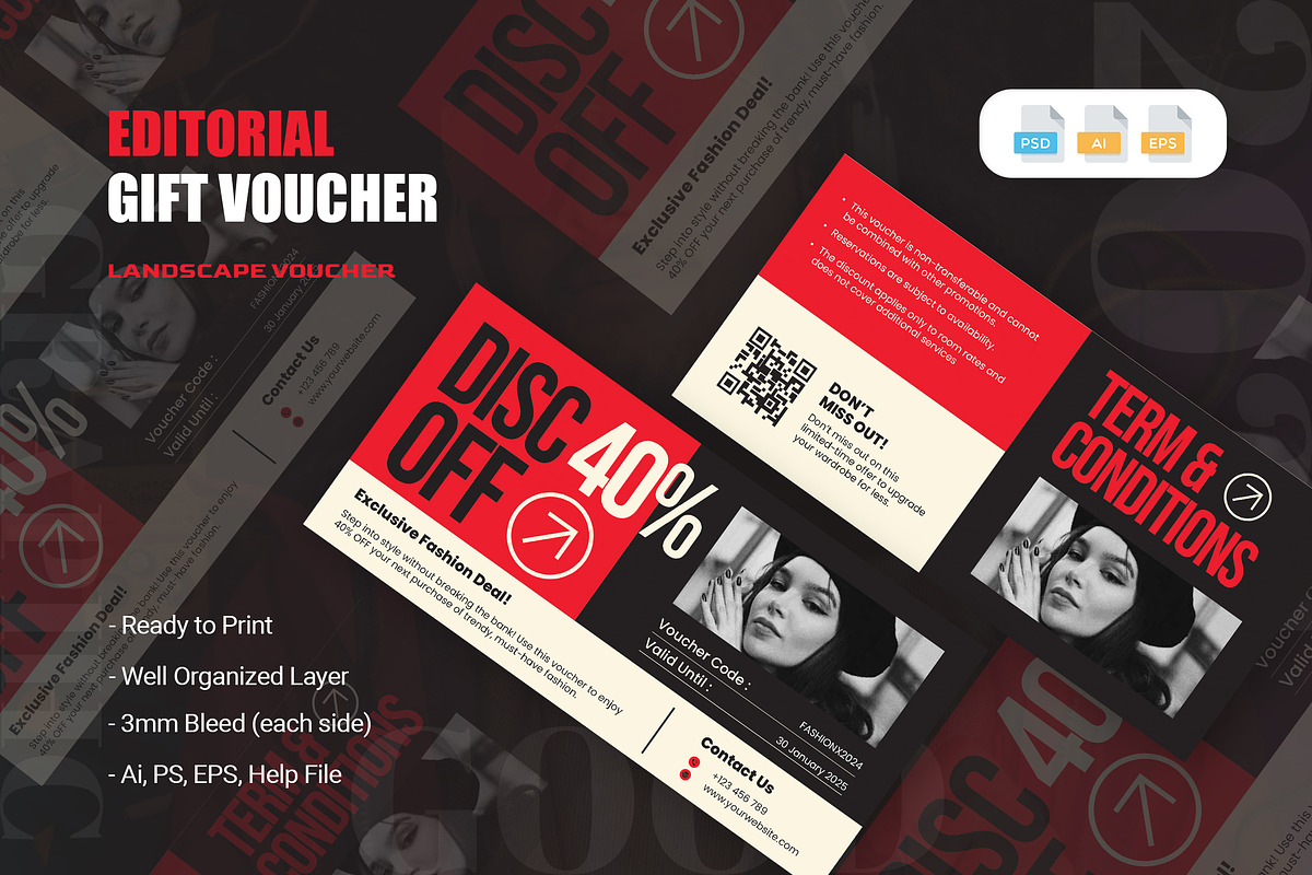 Editorial Fashion - Gift Voucher, a Print Template by AQR Studio (Photo 1 of 2)