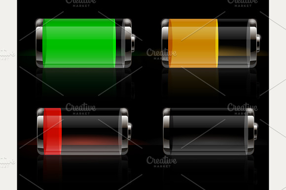 Glossy Transparent Battery Icons