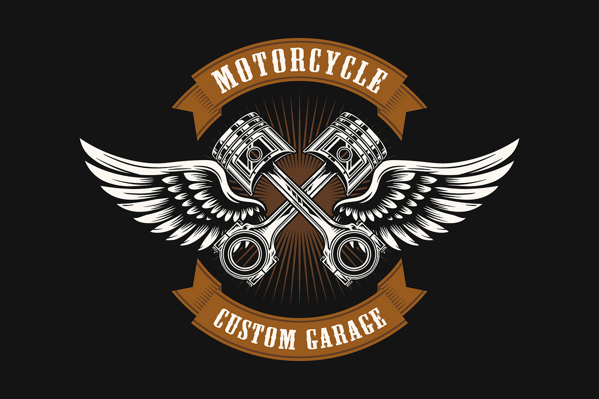 Motorcycle club emblem design, a Branding & Logo Template by zdson