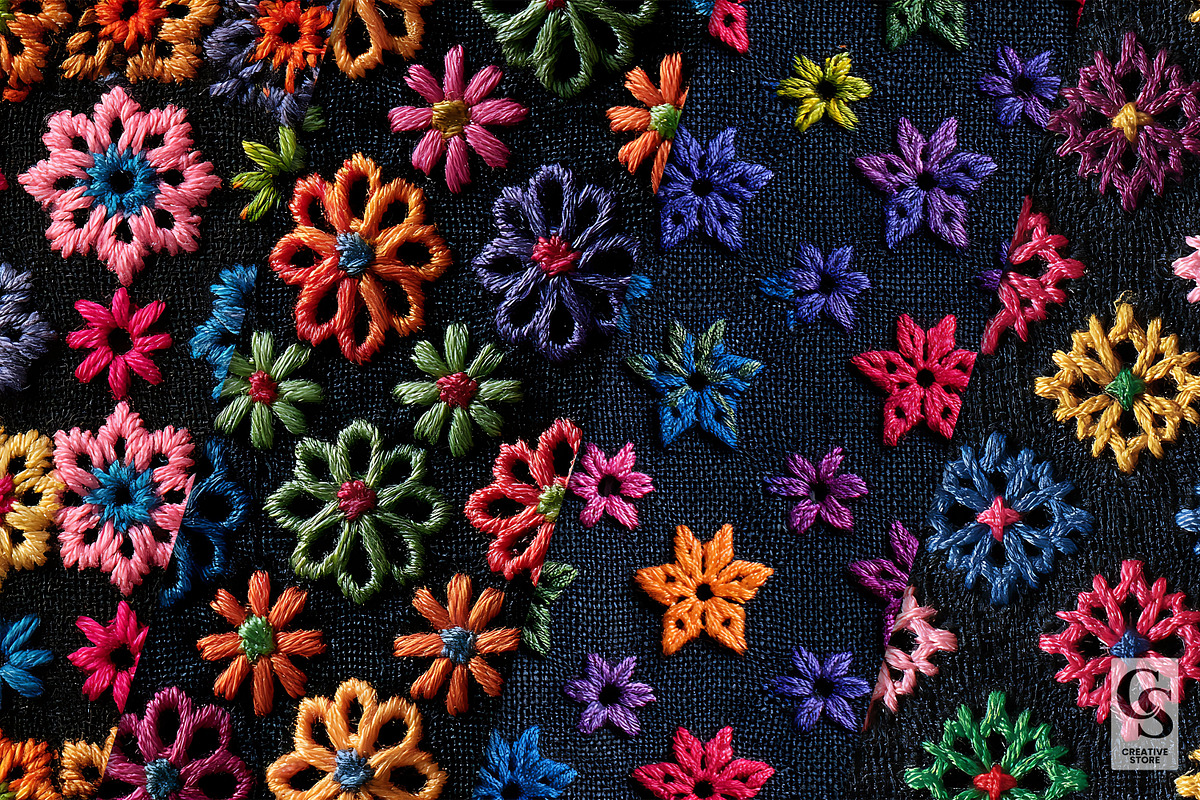 Colorful Chikankari Embroidery Paper, a Pattern Graphic by Creative Store (Photo 2 of 5)