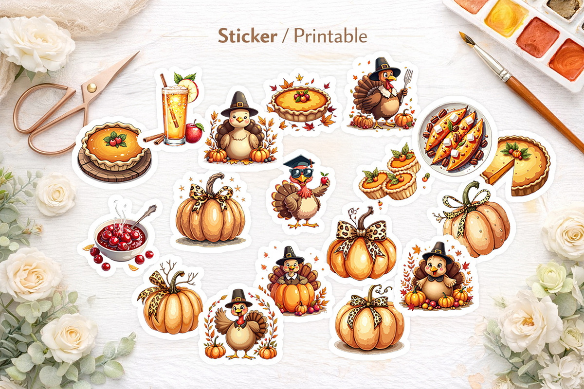 Watercolor Thanksgiving Clipart, an Illustration by Artnoy (Photo 6 of 8)