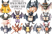 Watercolor Quirky Bat Clipart Bundle, an Illustration by Daily.Designs (Thumbnail 1 of 3)