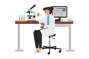 Woman scientist leading medical, an Object Illustration by Sky Pics Studio