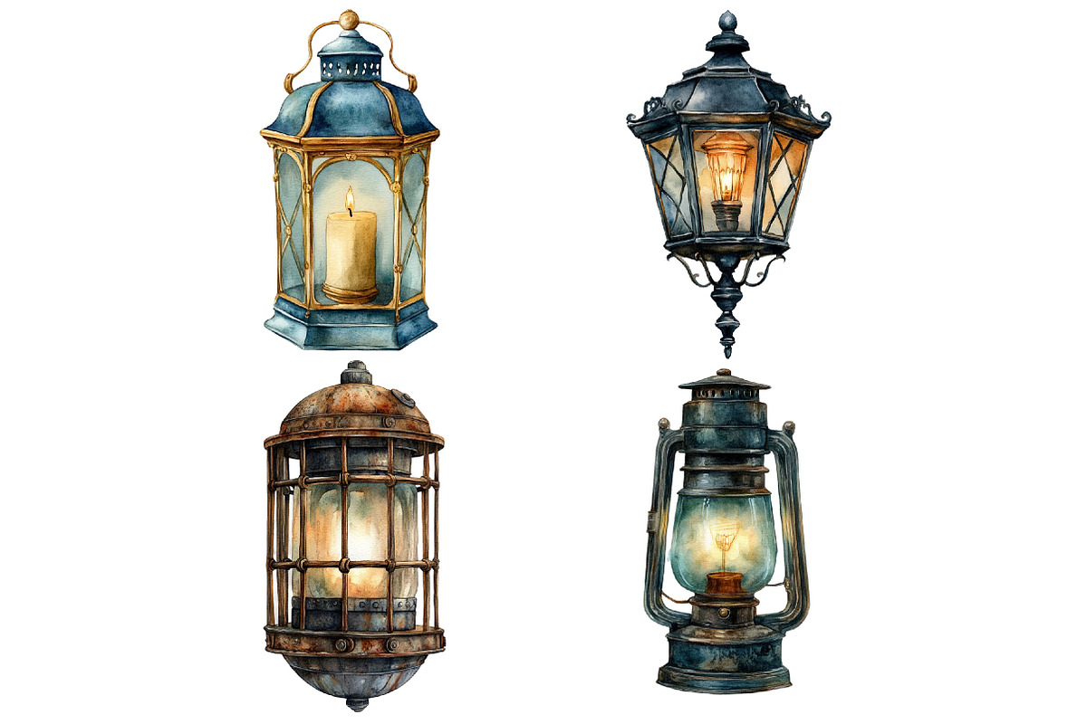 Vintage Lantern & Candle Clipart PNG, an Illustration by Pixels.Craft (Photo 8 of 8)