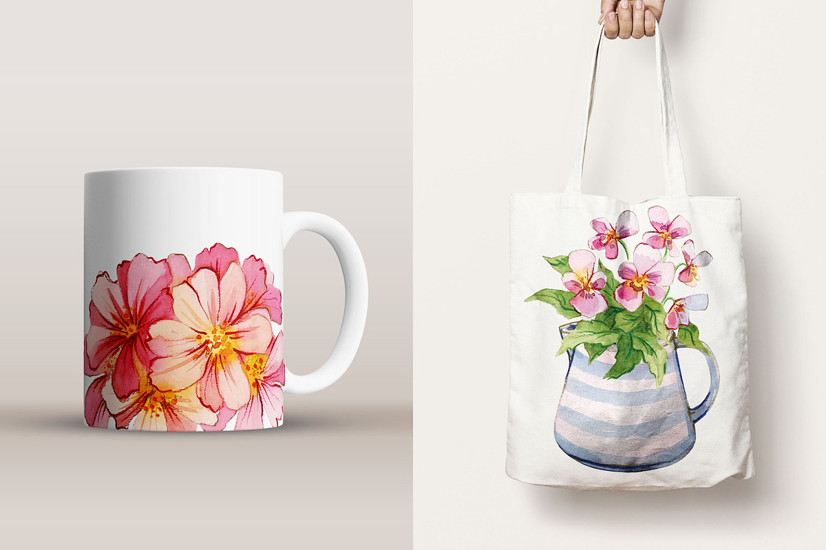 Flowers in a cup, cottagecore, an Illustration by swiejko (Photo 6 of 6)