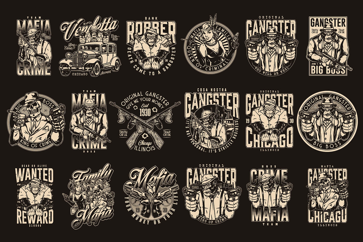 Mafia t-shirt designs, a Branding & Logo Template by DGIM studio (Photo 4 of 9)