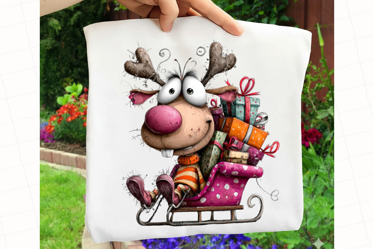 Christmas Quirky Reindeer Clipart, an Illustration by OK Design (Photo 5 of 6)