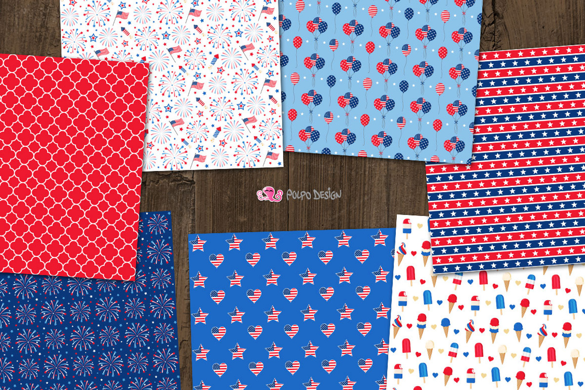 4th of July digital paper, a Pattern Graphic by PolpoDesign (Photo 2 of 3)
