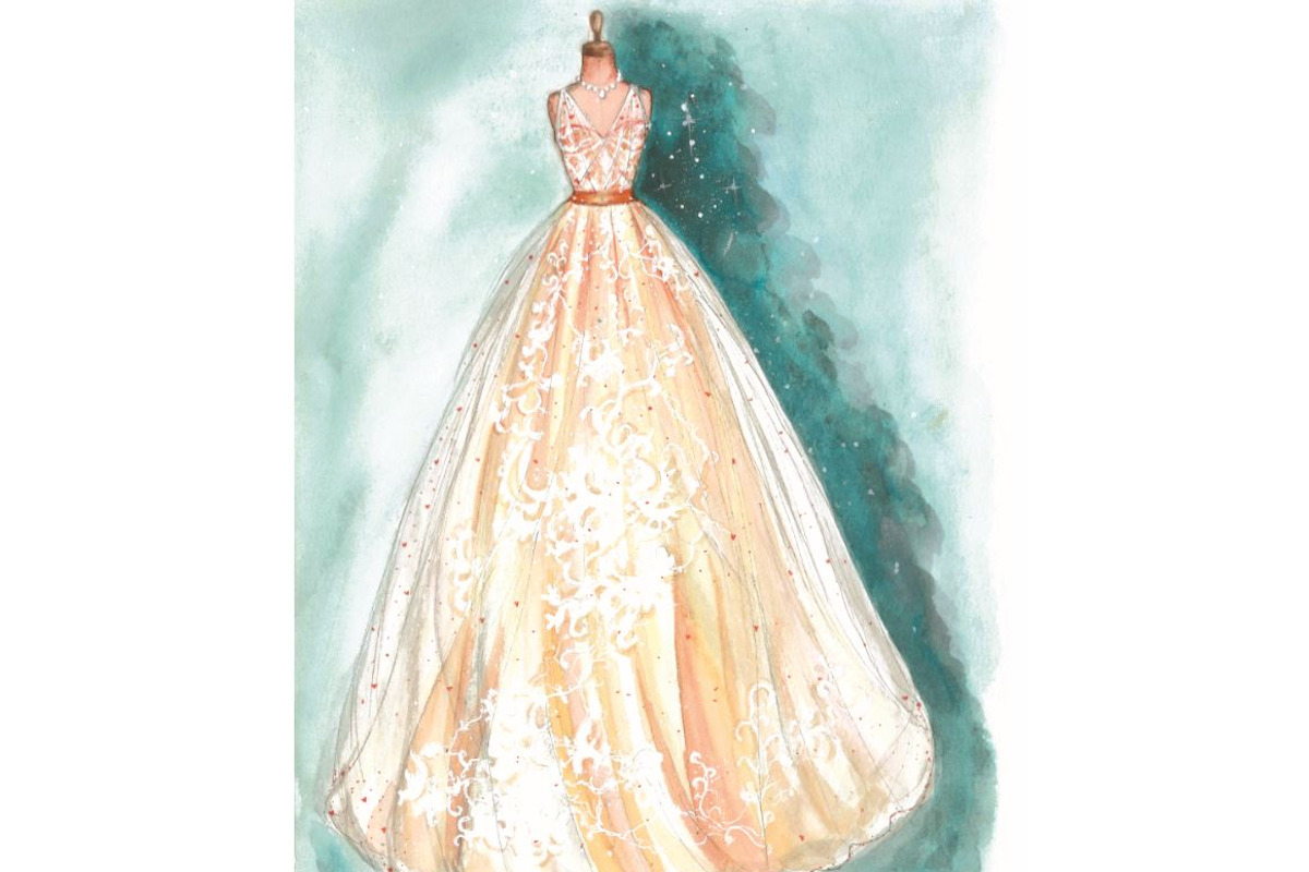 Gold Gown Dress fashion illustration, a Decorative Illustration by tranyenhanu