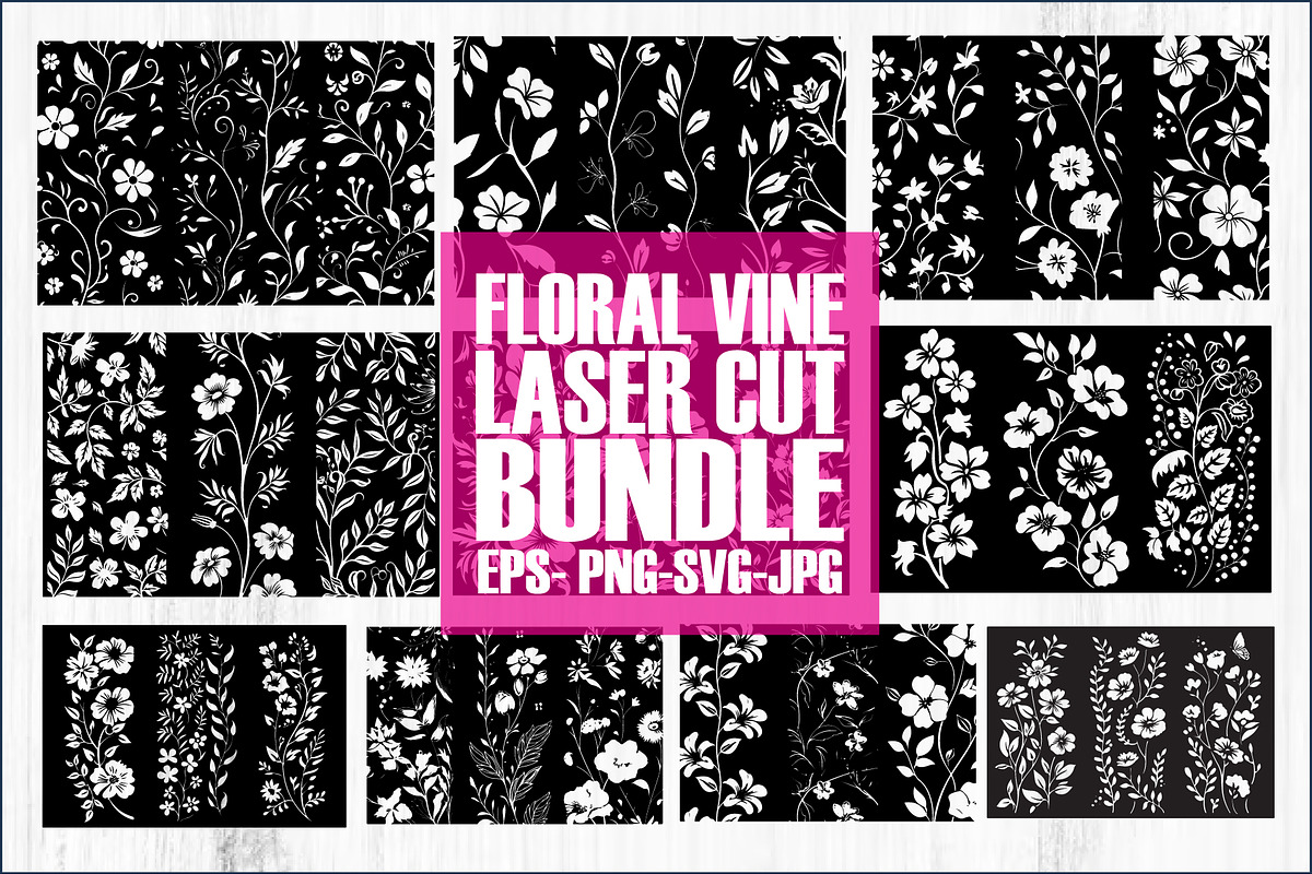 Floral Vine Laser Cut Bundle, a Graphic by jahid234 (Photo 1 of 11)