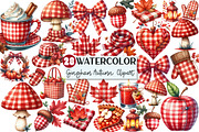 Red Gingham Autumn Clipart, an Illustration by Rose Art (Thumbnail 1 of 4)