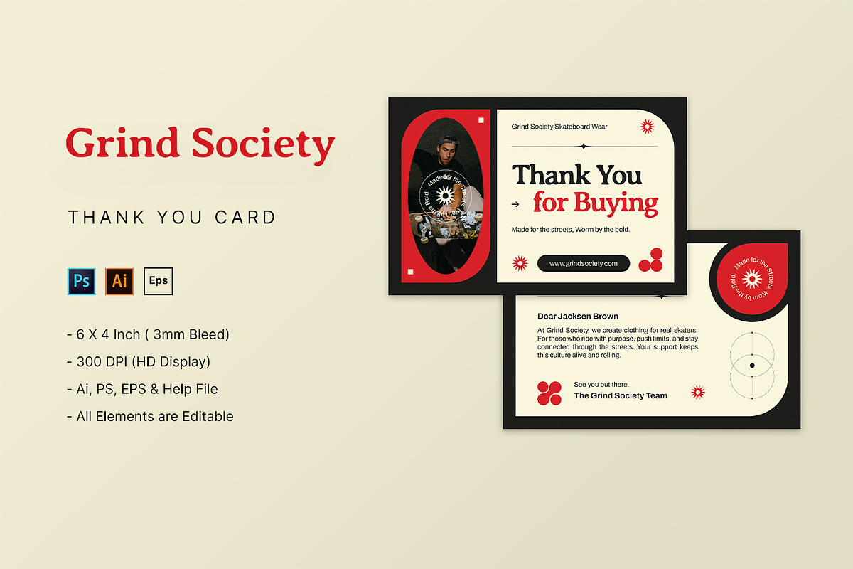 Grind Society - Thank You Card, a Print Template by StreaksideStd (Photo 1 of 3)