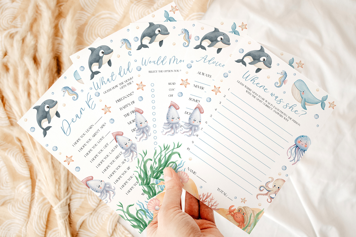 Ocean Baby Shower Activity Set, a Templates & Theme by VeliusCreativeStudio (Photo 6 of 6)