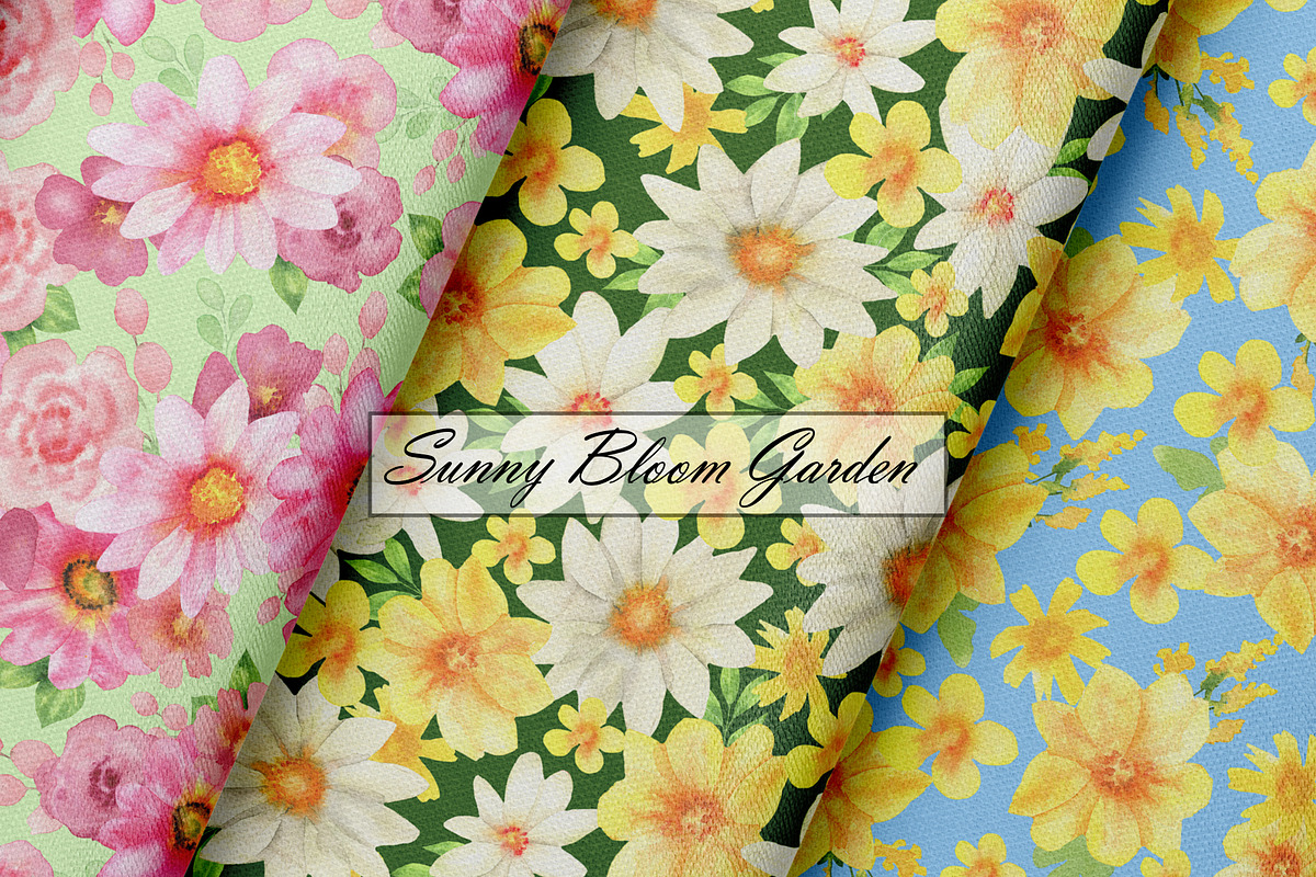 Watercolor Flowers Seamless Patterns, an Illustration by OlDm_Shop (Photo 5 of 10)