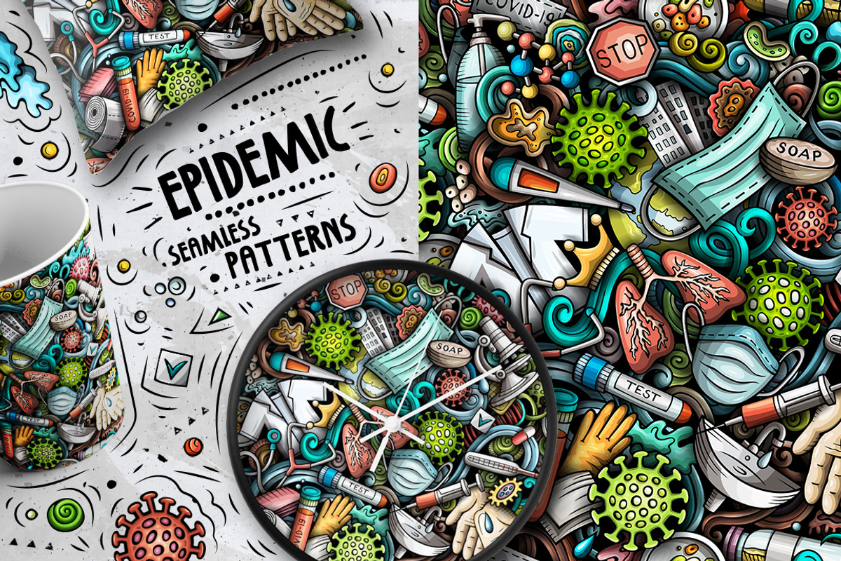 7 Epidemic Seamless Patterns, a Pattern Graphic by BALABOLKA (Photo 2 of 8)
