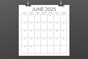 2025 Square Calendar Template