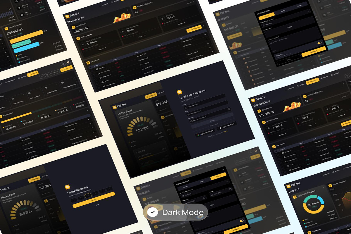 Debtrix — Personal Finance Dashboard, an UI Kit Template by Creative Perspective (Photo 6 of 7)