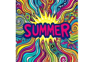 Colorful bold SUMMER text on, an Object Illustration by Lermont51