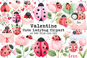Cute Ladybug Valentine Clipart, an Illustration by Libby Wishes (Thumbnail 1 of 6)