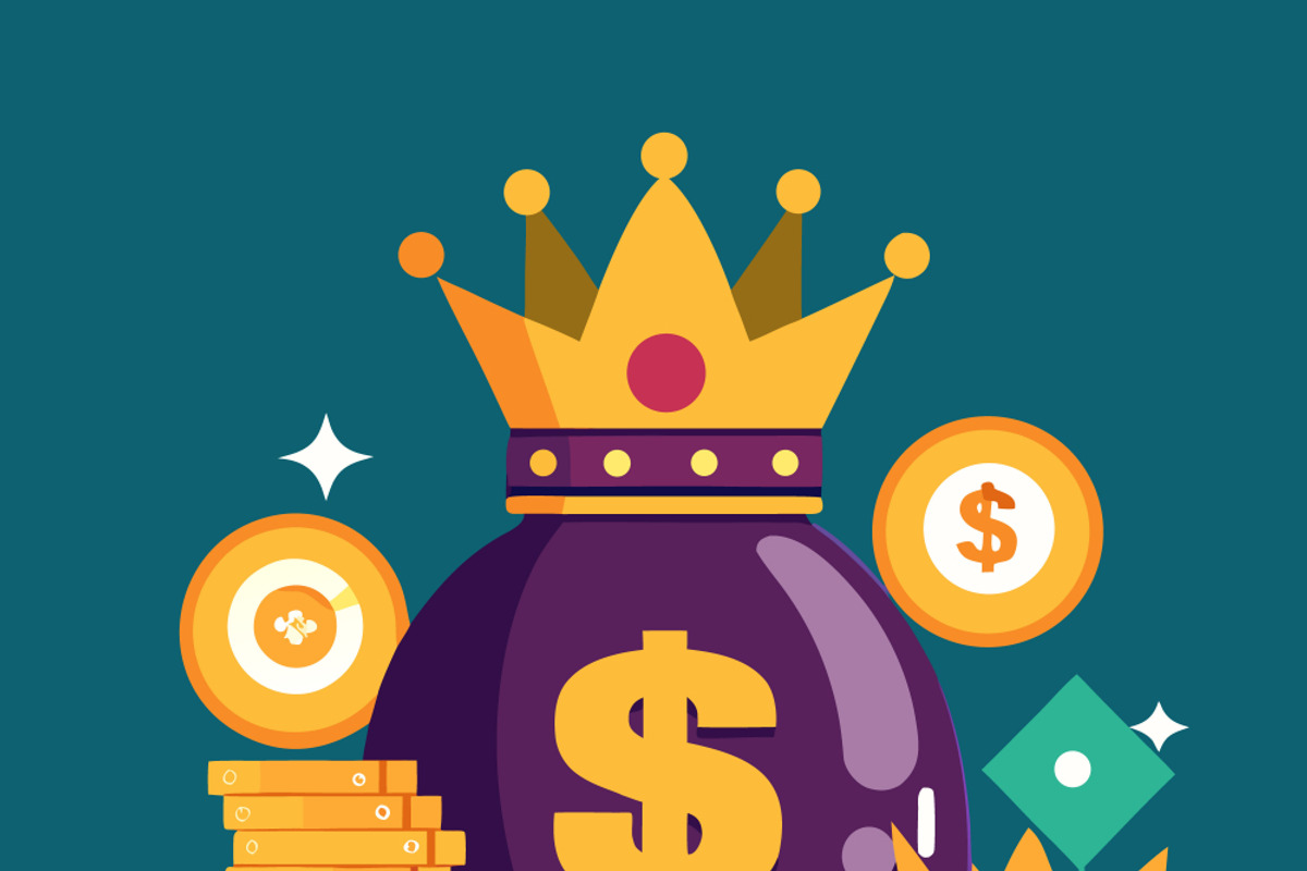 Money bag with crown and coins, a Finance Illustration by SouravDesign (Photo 3 of 3)