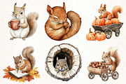 Autumn Squirrel Clipart, an Illustration by Pixels.Craft (Thumbnail 3 of 7)