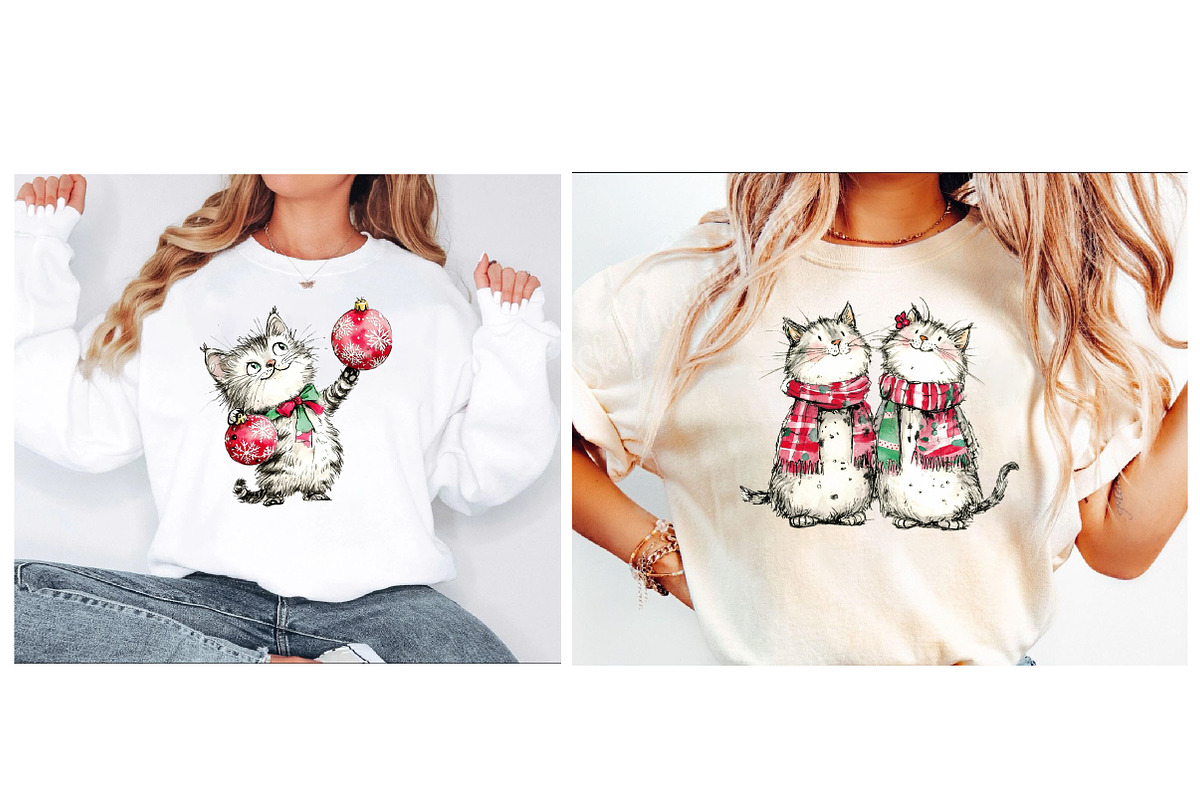 Whimsical Christmas Cats, an Illustration by Designworld (Photo 2 of 6)