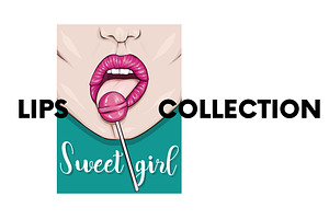 Vector illustration with lips.