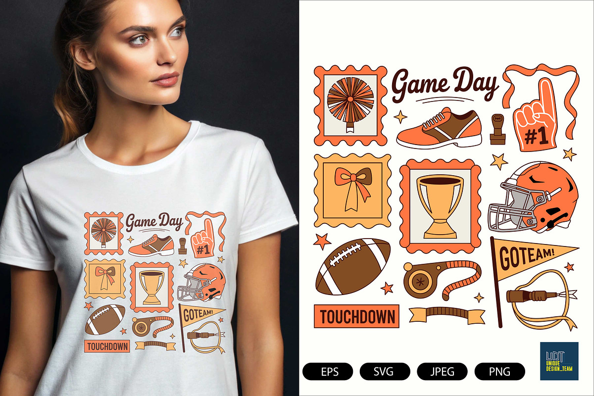 Preppy Football T Shirt Design, a Sport Illustration by Unique Design Team (Photo 6 of 7)
