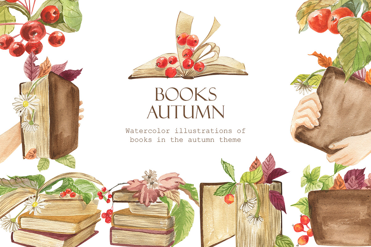 Books. Autumn., an Illustration by Love Watercolor Store (Photo 1 of 5)