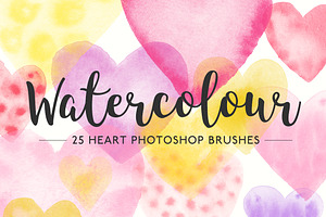 Watercolor heart Photoshop brushes