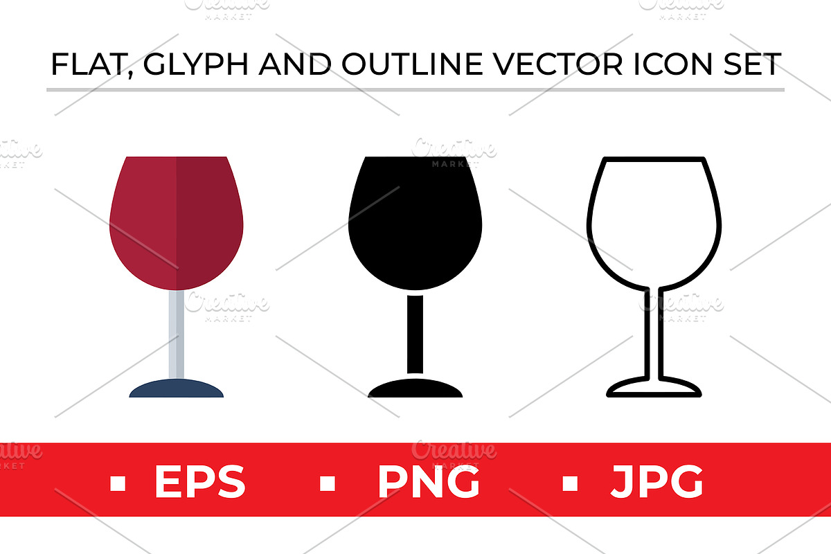 Wine Glass Icon Set - 3 Styles, an Outline Icon by Artonix (Photo 1 of 2)