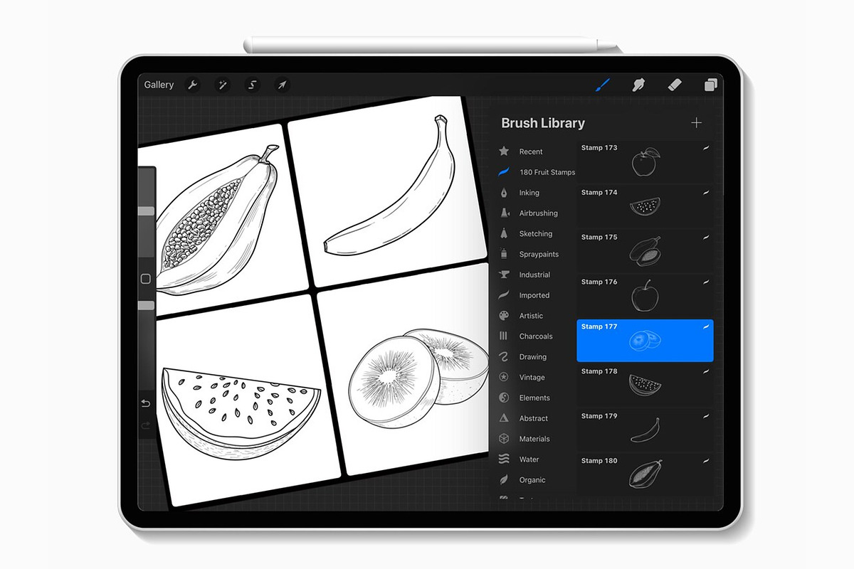 Fruit Stamp Brushes for Procreate, a Brush Add-On by Designbuys (Photo 2 of 4)