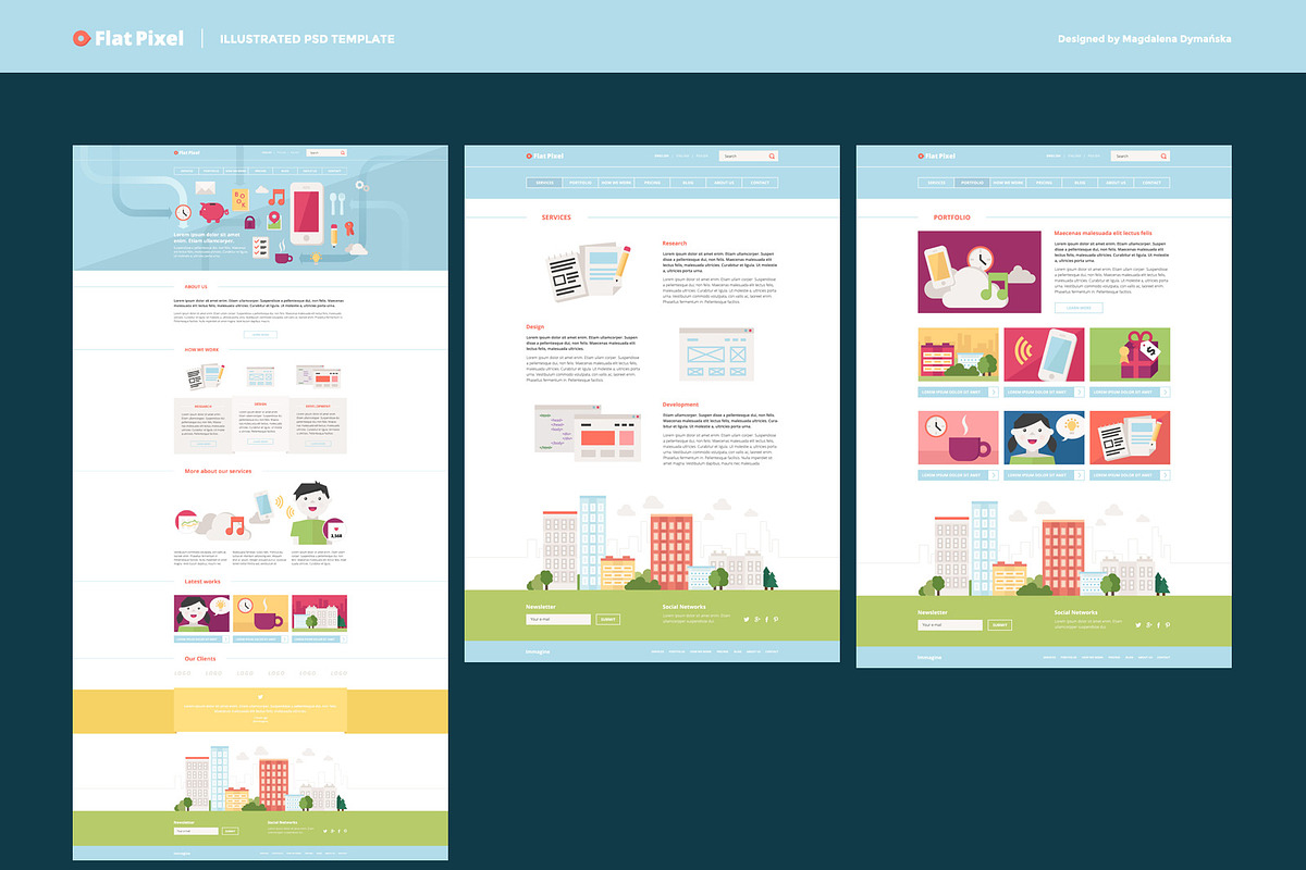 FlatPixel - Illustrated PSD Template, a Landing Page Template by Mgd.Design (Photo 4 of 5)