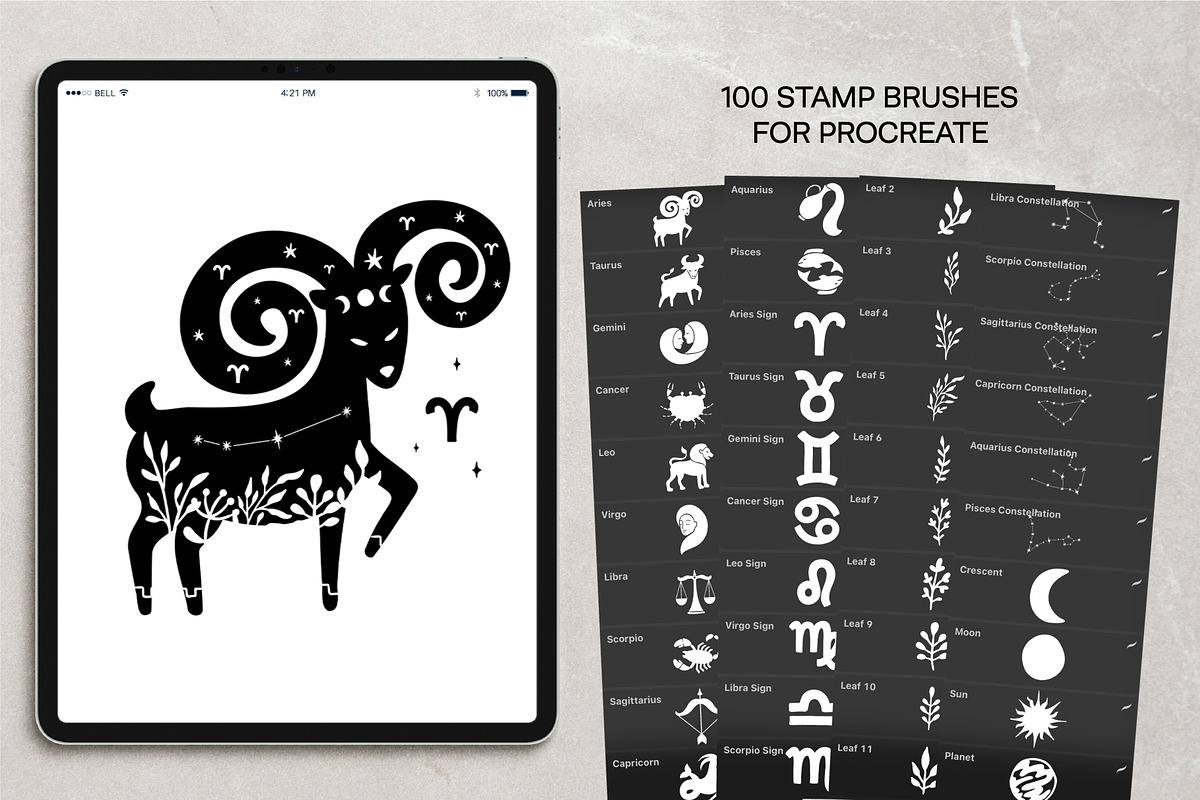 Zodiac Stamp Brushes for Procreate, a Brush Add-On by NinaFedorova (Photo 4 of 5)