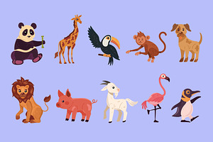 Cute Animals Illustration Set, a Templates & Theme by studiogstock